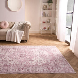 OHS Washable Rug Vintage Living Room Bedroom Carpet Mat, Blush - 160 X 230Cm