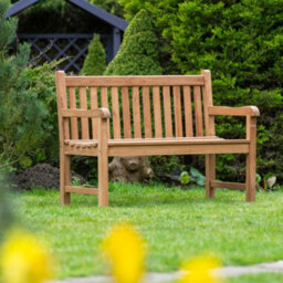 Garden Market Place The Garden Marketplace Solid Teak 2 Seater Garden Bench, Heavy Duty Hardwood Outdoor Seating - thumbnail 2