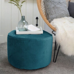rucomfy Beanbags Rucomfy Velvet Teal Pouffe - Indoor Bean Bag Footstool - thumbnail 1