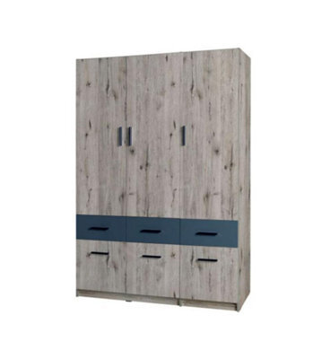 Arte Snow 04 Triple Door Wardrobe 136Cm - Oak Wellington & Graphite, Stylish Storage For Contemporary Living - image 1