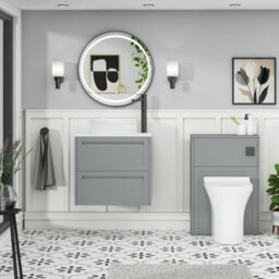 Royal Bathrooms Royal Bathroom Elmore 600mm Matt Pebble Grey Wall Mounted Bathroom Vanity Unit 2 Drawer Plain White Worktop With Round Basin - thumbnail 5