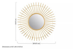 Orsina Round Gold Wall Mirror, Sunburst Design Bevelled Mirror For Living Room, Metallic Wall Accent, Gold Mirror - thumbnail 6