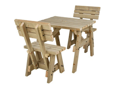 Arbor Garden Solutions Victoria Wooden Picnic Bench And Table Set, Space-Saving Outdoor Dining Set With Backrest (3Ft, Natural Finish) - image 1
