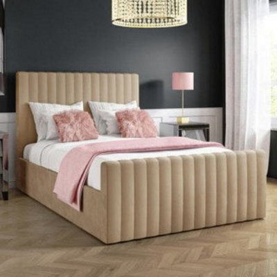 Stratus Interiors Roma Panel Lined Upholstered Bed Frame With Tubular Headboard & Matching Footboard  No Storage Type - Super King - image 1