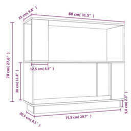 Berkfield Book Cabinet/room Divider White 80X25X70 Cm Solid Wood Pine - thumbnail 8