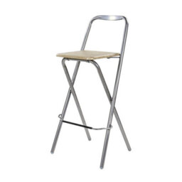 Foldable Breakfast Stool Chair, Compact Design With Footrest, Easy To Clean, Wooden Effect And Silver Frame - thumbnail 2