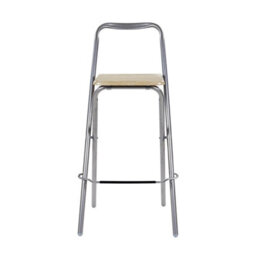 Foldable Breakfast Stool Chair, Compact Design With Footrest, Easy To Clean, Wooden Effect And Silver Frame - thumbnail 3