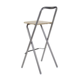 Foldable Breakfast Stool Chair, Compact Design With Footrest, Easy To Clean, Wooden Effect And Silver Frame - thumbnail 4