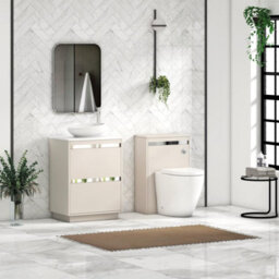 Royal Bathrooms Orion 600mm Warm Taupe Floor Standing Plain White Countertop Vanity Unit 2 Drawer With Nova Basin & Chrome Accent Trim - thumbnail 3