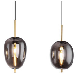 Luminosa Lighting Luminosa Blacky I Bar Pendant Ceiling Light Brass-Coloured Glass Shade 4X E14 - thumbnail 4
