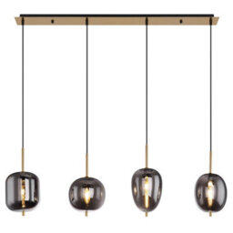 Luminosa Lighting Luminosa Blacky I Bar Pendant Ceiling Light Brass-Coloured Glass Shade 4X E14 - thumbnail 3