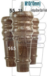 L&F 4 Replacement Furniture Feet Antique Brown Stain Turned Wooden Legs 165mm High Settee Chairs Sofas Footstools M10 (10mm) Tsp2071 - thumbnail 1