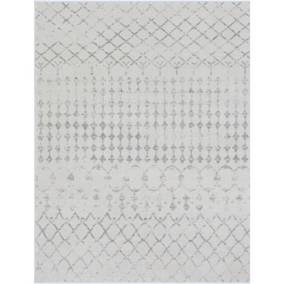 Livabliss Roma-Geometric Off-White Grey Living Dining Bedroom Rug 120 X 170 Cm Easy Care, Non Shedding - image 1