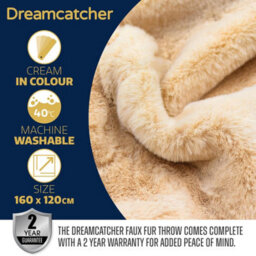 Dreamcatcher Cream Heated Throw Faux Fur Blanket 160 X 130Cm Electric Blanket Thermal & Timer 9 Heat Settings - thumbnail 7