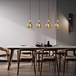 Luminosa Lighting Luminosa Callisto Bar Pendant Ceiling Light Black, Gold Amber Glass Shade 4X E27 - thumbnail 4