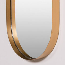 Elena 75Cm Deco Gold Finish Metal Slim Oval Wall Mirror - thumbnail 2