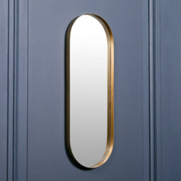 Elena 75Cm Deco Gold Finish Metal Slim Oval Wall Mirror - thumbnail 3