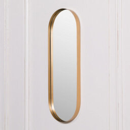 Elena 75Cm Deco Gold Finish Metal Slim Oval Wall Mirror