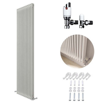 Ibathuk White 1800X560X70 Two Column Radiator + Angled Valve-White - image 1