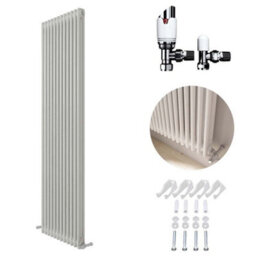 Ibathuk White 1800X560X70 Two Column Radiator + Angled Valve-White - thumbnail 1