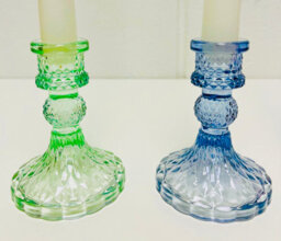 My Square Mile Glass Candlestick Holders Coloured Jewel Church Candle Table Decor, Set Of 4 (Pastel) - thumbnail 2
