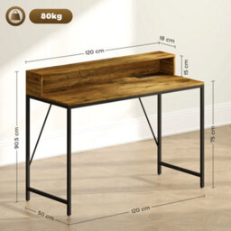 Wyld Haus Hanive 120Cm Rustic Brown Gaming Desk With Led Lights, Power Outlets And Monitor Stand - thumbnail 4