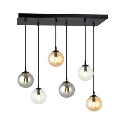 Emibig Lighting Emibig Cosmo Pendant Lamp  6 X E14 Black With Transparent, Graphite And Amber Shade - image 1