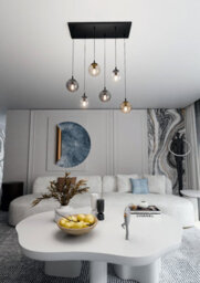 Emibig Lighting Emibig Cosmo Pendant Lamp  6 X E14 Black With Transparent, Graphite And Amber Shade - thumbnail 3