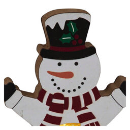 Snowtime Wooden Christmas Decoration Warm Led Light Up Festive White Snowman Scene 20Cm - thumbnail 7