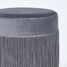 Homescapes Warwick Velvet Footstool With Legs, Grey - thumbnail 4