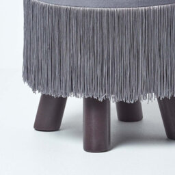 Homescapes Warwick Velvet Footstool With Legs, Grey - thumbnail 3