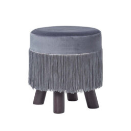 Homescapes Warwick Velvet Footstool With Legs, Grey - thumbnail 1