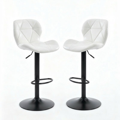Alivio 2Pc Modern Faux Leather Adjustable Bar Stool Backrest Bar Chairs (White) - image 1