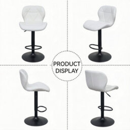 Alivio 2Pc Modern Faux Leather Adjustable Bar Stool Backrest Bar Chairs (White) - thumbnail 7