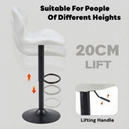Alivio 2Pc Modern Faux Leather Adjustable Bar Stool Backrest Bar Chairs (White) - thumbnail 6