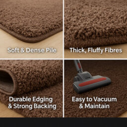Uetian Mocha Large Shaggy Modern Rug Soft Texture Rug 5Cm Pile Thickness Mocha (160X230) - thumbnail 5