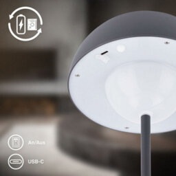 Briloner Anthracite Rechargeable Led Table Lamp Desk Night Light Dimmable Cordless Touch - thumbnail 5