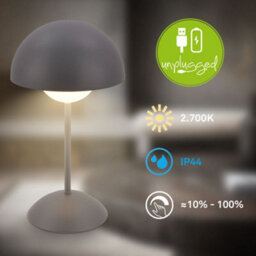Briloner Anthracite Rechargeable Led Table Lamp Desk Night Light Dimmable Cordless Touch - thumbnail 3