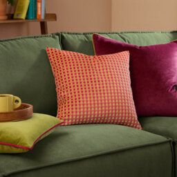 furn. Furn Checkered Velvet Polyester Filled Cushion, Hot Pink, 45 X 45Cm - thumbnail 4