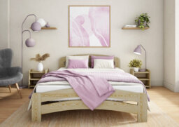 Nodax Double Bed Frame, F10, Solid Pine Wood, Easy Assembly, Sturdy Slats & Extra Support Legs, 4Ft 6In, Pine Finish - thumbnail 1