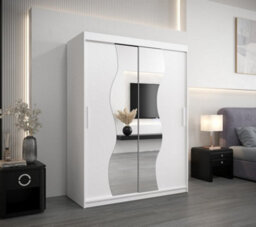 Arte Madrid Contemporary 2 Mirrored Sliding Door Wardrobe 5 Shelves 2 Rails White Matt (H)2000mm (W)1500mm (D)620mm - thumbnail 2