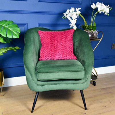 Madison & Mayfair Luxurious Smocked Velvet Fuschia Square Cushion