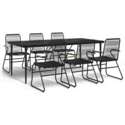 Berkfield 7 Piece Garden Dining Set Black Pvc Rattan - thumbnail 2