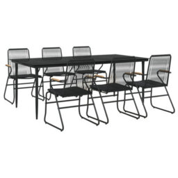 Berkfield 7 Piece Garden Dining Set Black Pvc Rattan - thumbnail 3
