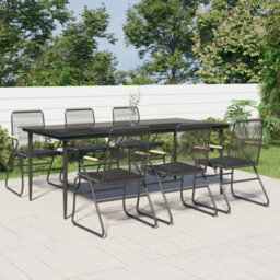 Berkfield 7 Piece Garden Dining Set Black Pvc Rattan - thumbnail 1