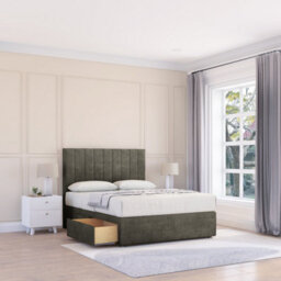 "Sloomy 3Ft Kansas Divan Bed Base Pewter Dumfries ,no Drawers & 54"" Floor Standing Headboard - Single" - thumbnail 1