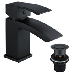 FNX Bathrooms Gloss White 400 Wall Hung Basin Sink Vanity Unit & Matt Black Lucia Basin Tap & Handle - thumbnail 2