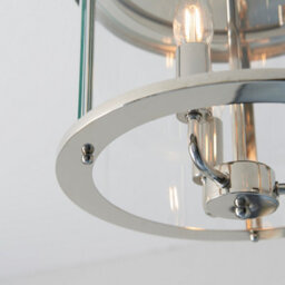 Luminosa Lighting Luminosa Hampworth Round Ceiling 3 Candle Lantern Bright Nickel, Clear Glass Shade - thumbnail 7