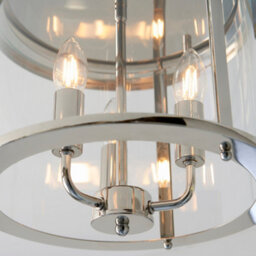 Luminosa Lighting Luminosa Hampworth Round Ceiling 3 Candle Lantern Bright Nickel, Clear Glass Shade - thumbnail 6