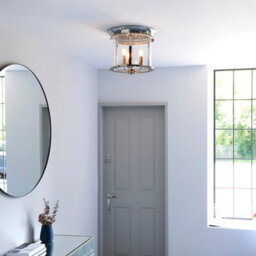 Luminosa Lighting Luminosa Hampworth Round Ceiling 3 Candle Lantern Bright Nickel, Clear Glass Shade - thumbnail 5